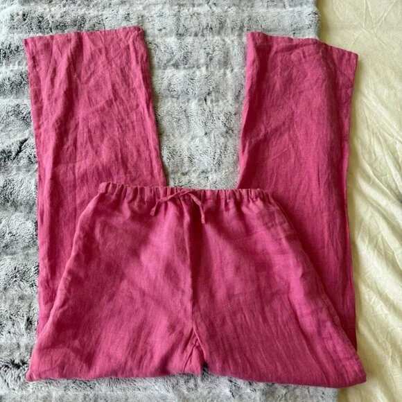 Desmond And Dempsey Pink Linen Pants - Picture 2 of 4